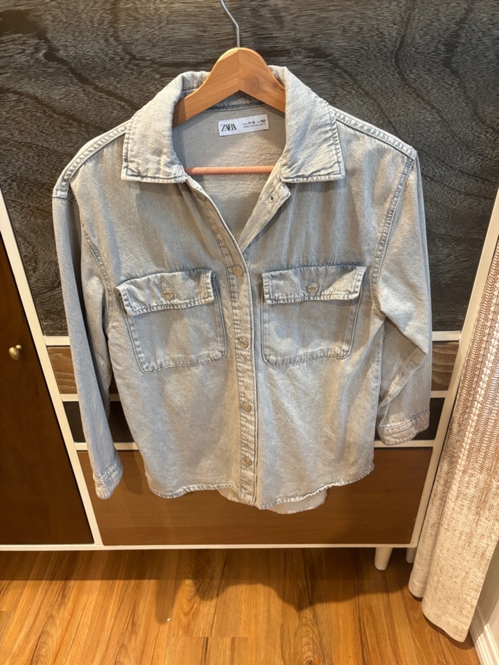 ZARA Girl’s Light Grey-Blue Denim Shacket